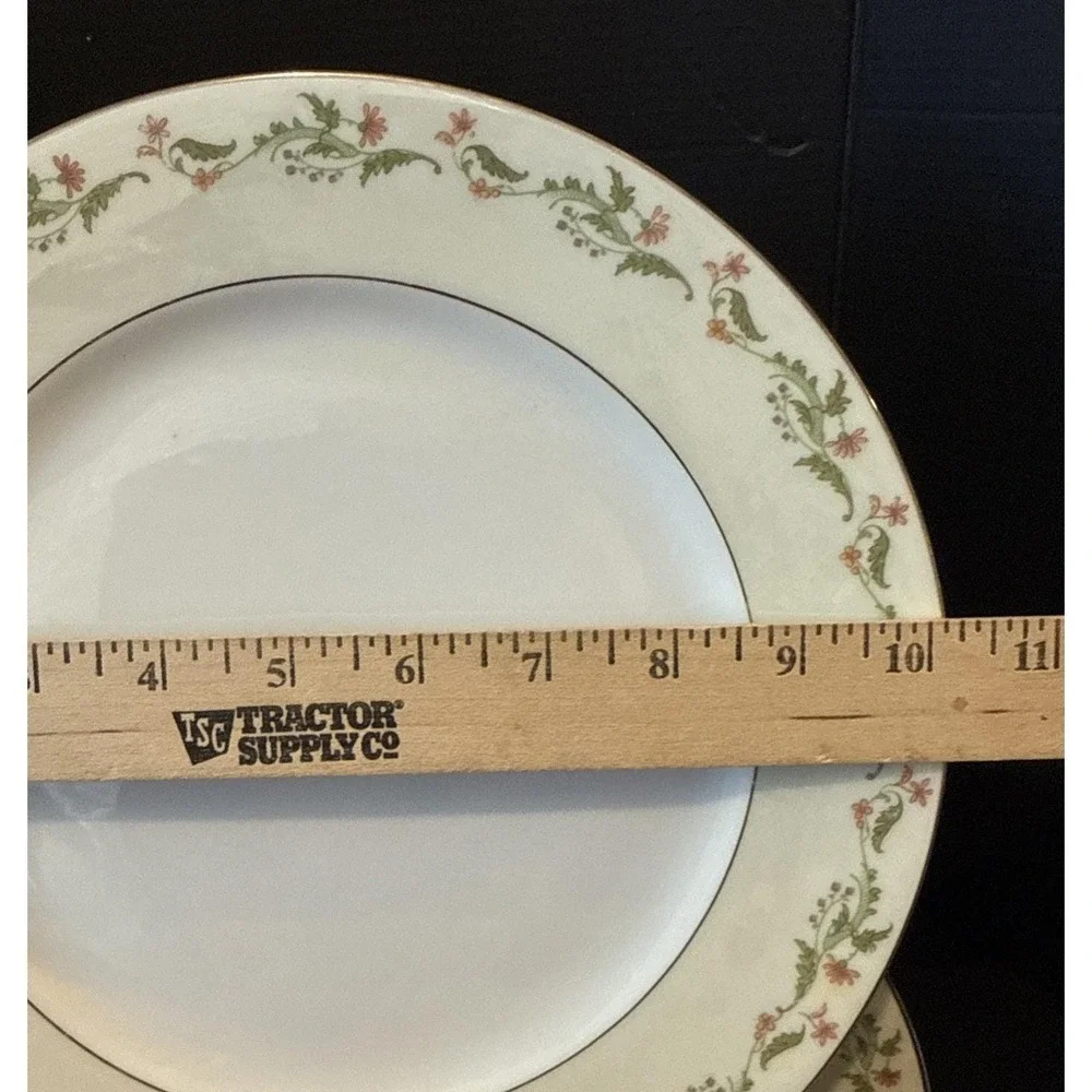Heinrich Selb Bavaria Germany Gold Trim Pink Flowers Dinner Plates‎ Set Of 4